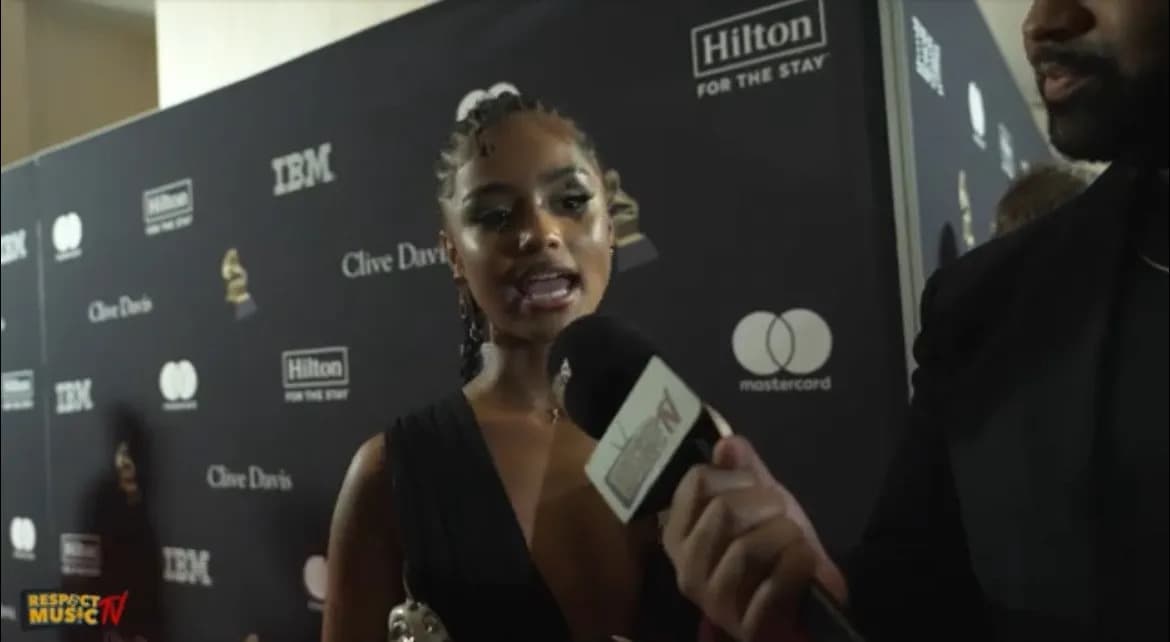 Tyla Talks Choreography for Her Hit Song "Water" at Clive Davis Grammy Party